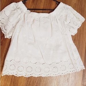 Copper Key White Off The Shoulder Eyelet Blouse
